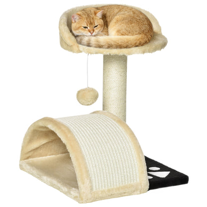 Pawhut Árbol Rascador Para Gatos 2 Niveles Con Poste Tablero Para Rascar Beige_0