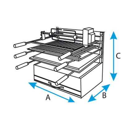 Cajón Barbacoa cerrada con parrilla, plancha y kit pollo Imex El Zorro 70 x 40 x 50 cm