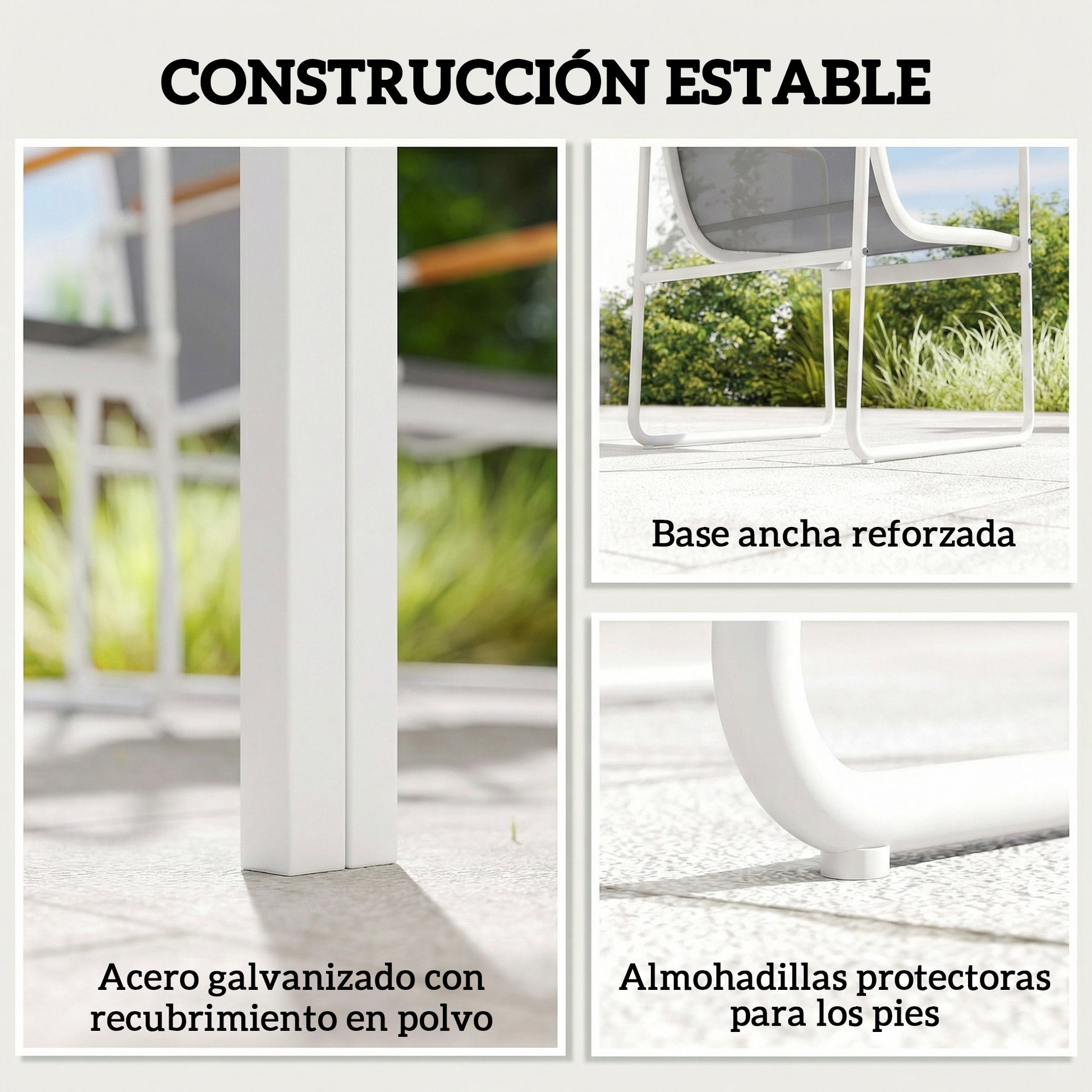 Outsunny Conjunto De Mesa Y Sillas Jardín De 7 Piezas Con Sillas Transpirables_3