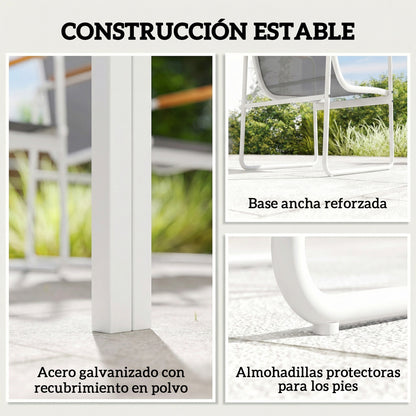 Outsunny Conjunto De Mesa Y Sillas Jardín De 7 Piezas Con Sillas Transpirables_3