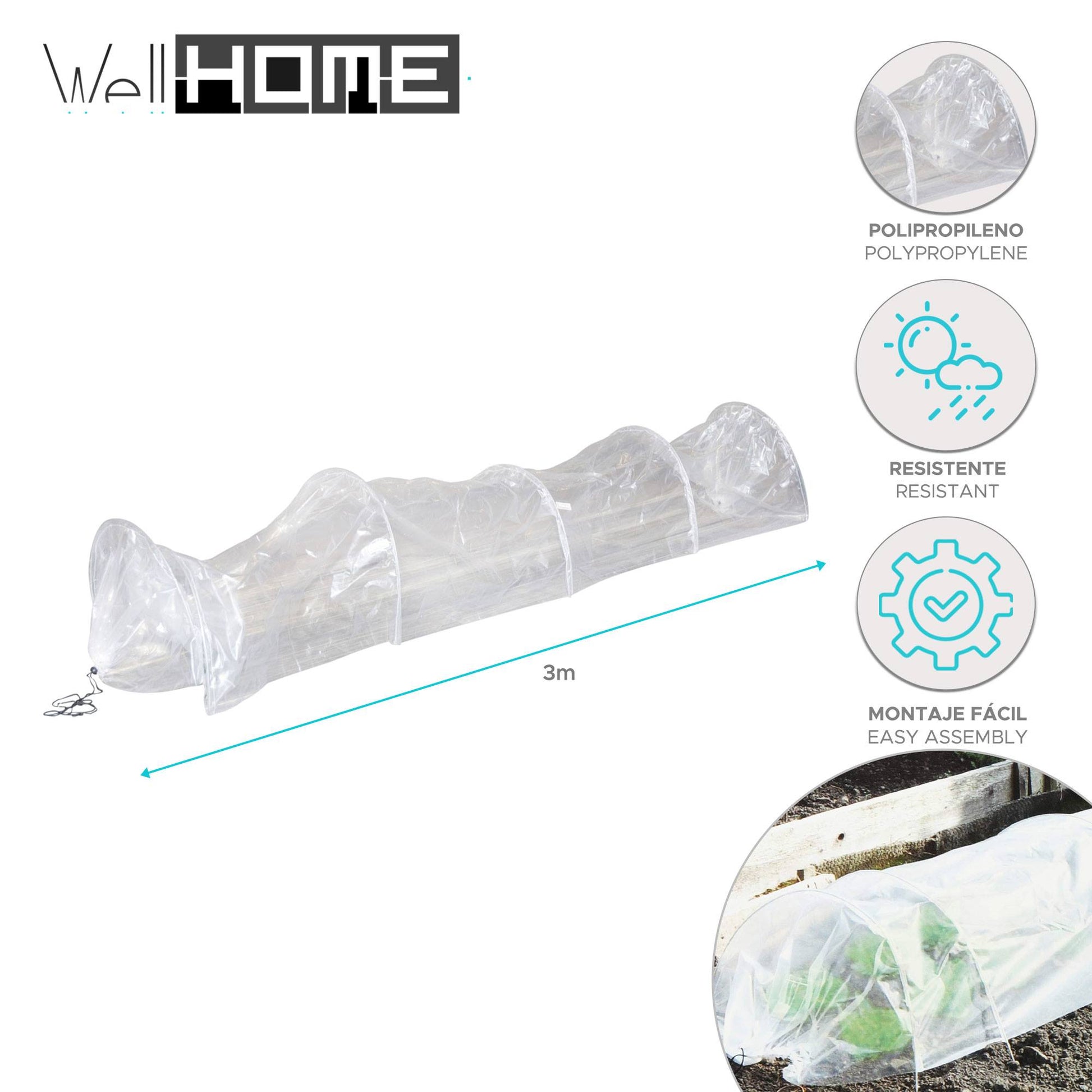 Invernadero Estilo Túnel 300x45x45cm Con Cubierta Pe Transparente - Well Home