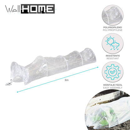 Invernadero Estilo Túnel 300x45x45cm Con Cubierta Pe Transparente - Well Home