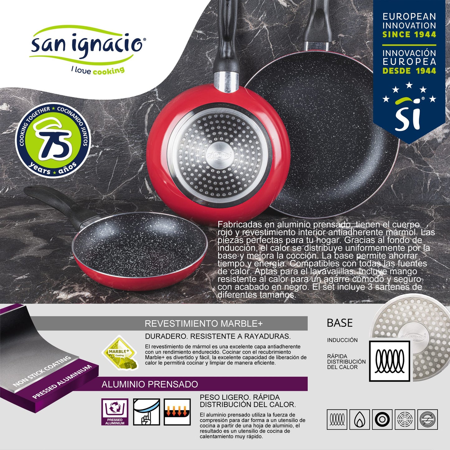Pack De 3 Sartenes San Ignacio Ø16cm Ø20cm Ø24cm + Set De 24pc Cubertería En Acero Inoxidable_2