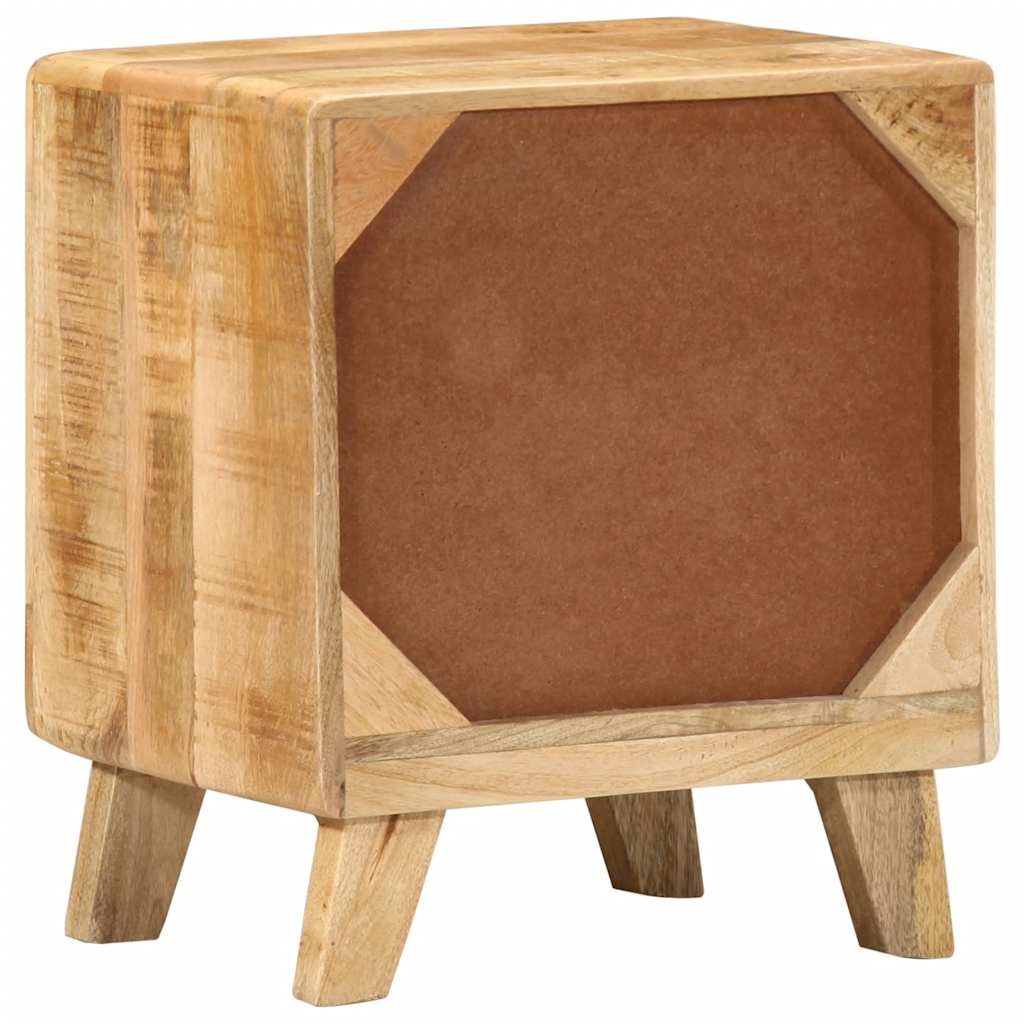 Mesita De Noche De Madera Maciza De Mango Rugosa 40x32x46 Cm_2