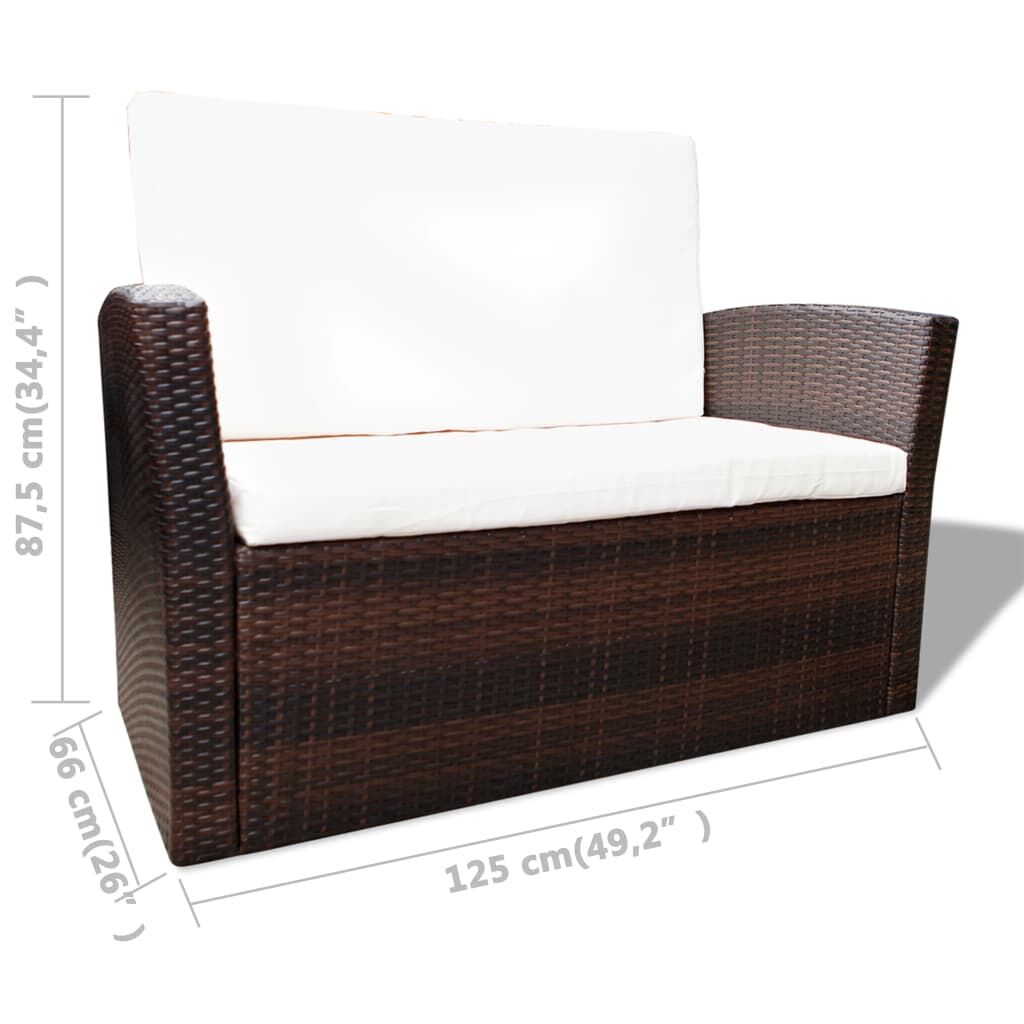Vidaxl Set Muebles De Jardín 4 Piezas Y Cojines Ratán Sintético Marrón_2