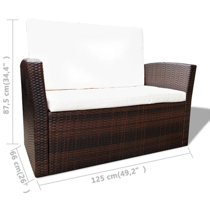 Vidaxl Set Muebles De Jardín 4 Piezas Y Cojines Ratán Sintético Marrón_2