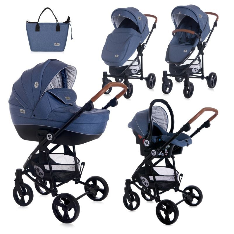 Carrito De Bebé Trio Con Capazo Duro Crysta Hasta 22 Kg Denim Blue_0