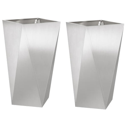 Jardinera 2 Uds. Plateado 40 X 40 X 75 Cm Acero Inoxidable_0