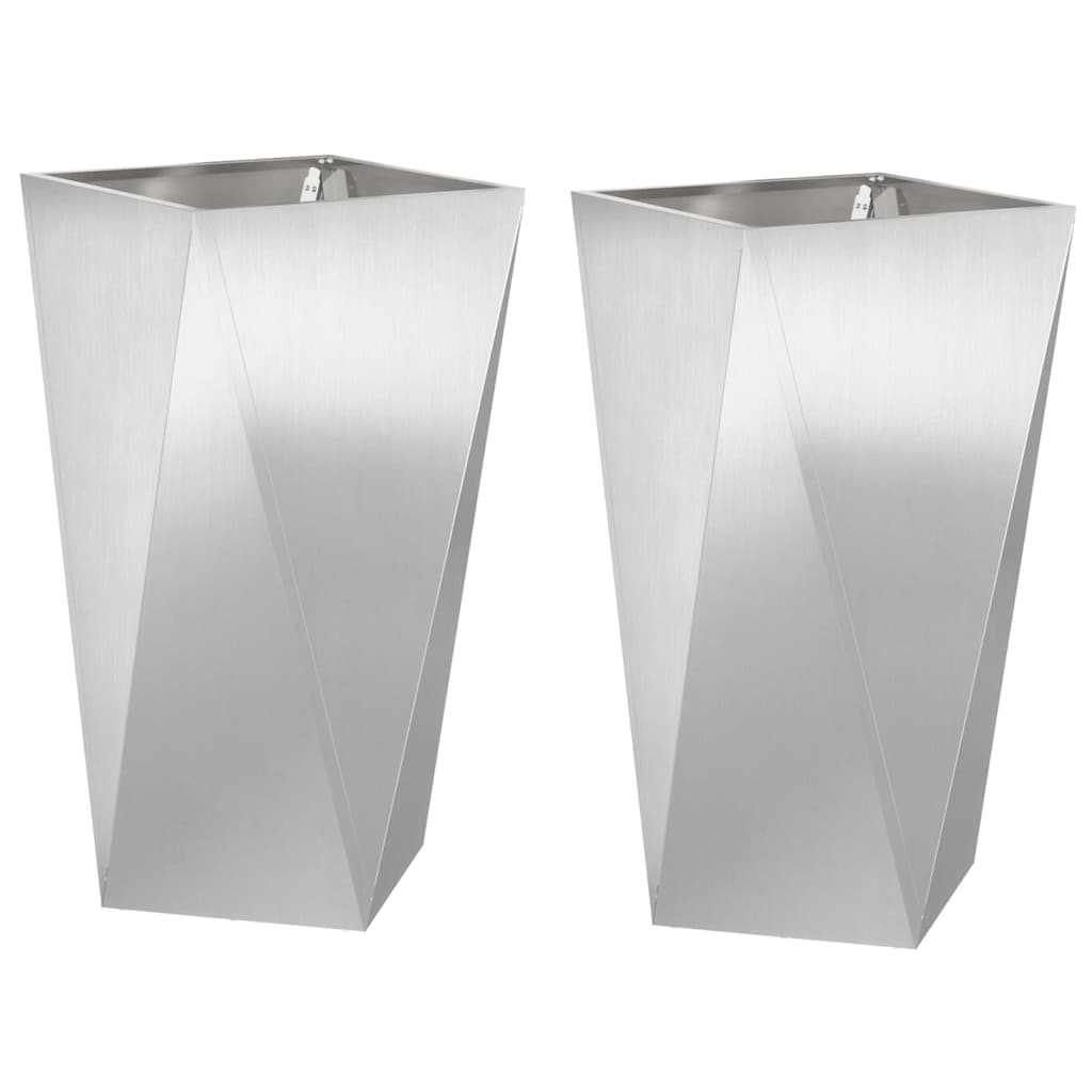 Jardinera 2 Pcs Plateado 40 X 40 X 75 Cm Acero Inoxidable_0