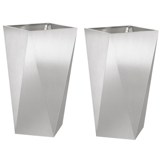 Jardinera 2 Pcs Plateado 40 X 40 X 75 Cm Acero Inoxidable_0