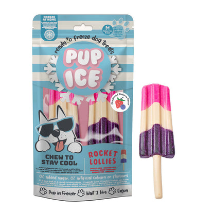 Helado Snack Para Perro Polo De Fresa Y Arándano, 2 Uds (90g) X 12 Bolsas Pup Ice.