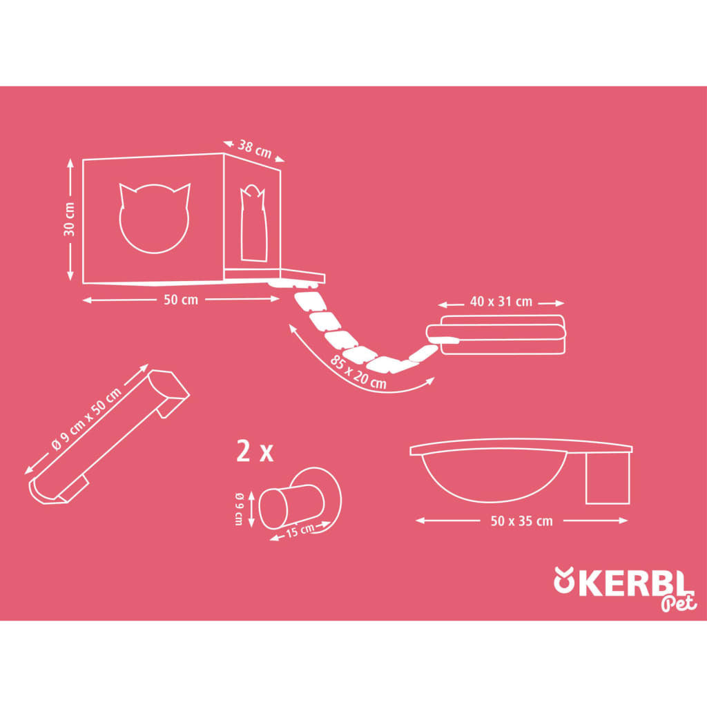 Kerbl Recorrido Mural Para Gatos Andes Blanco Y Natural 52x40x30 Cm_2