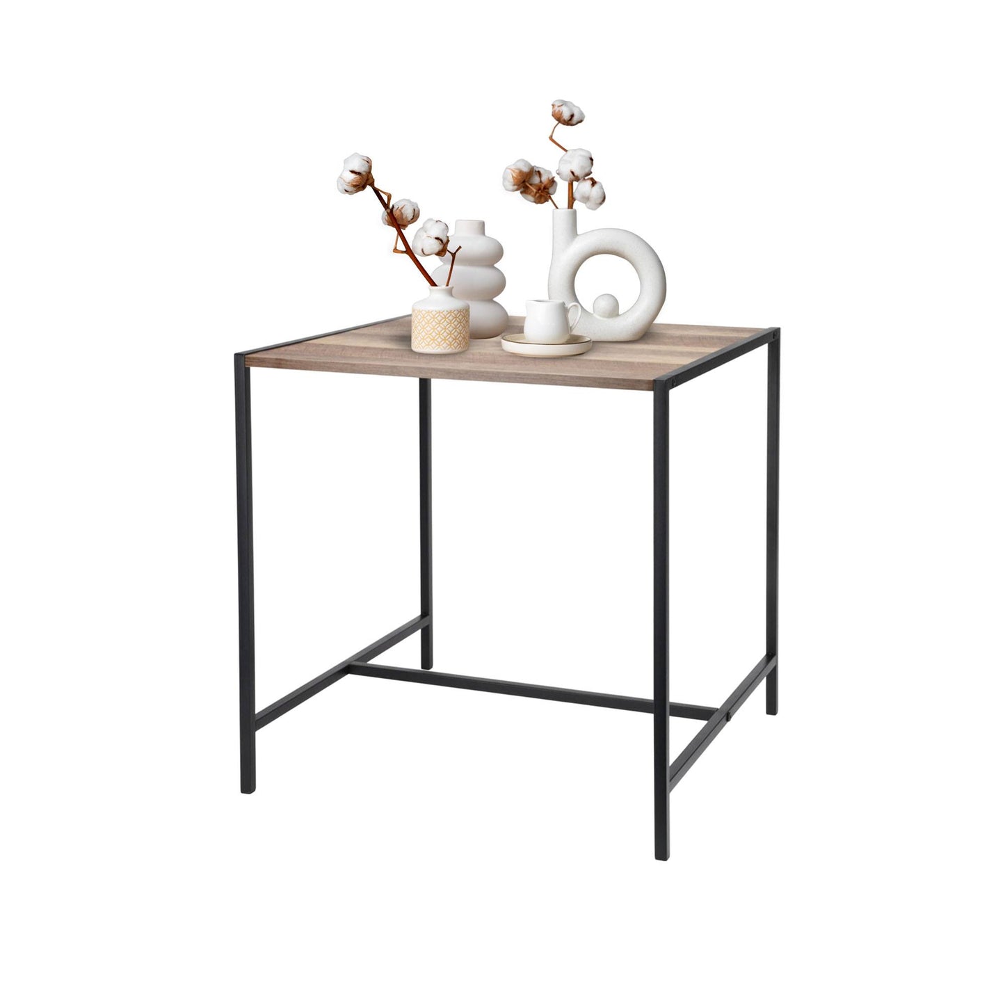 Well Home Mesa Auxiliar De Hierro Y Mdf 49x49,5x49,5cm