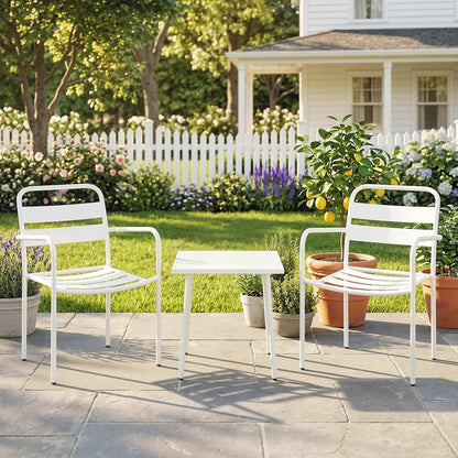 Outsunny Conjunto De Jardín Exterior De 3 Piezas De Acero Galvanizado Blanco_1