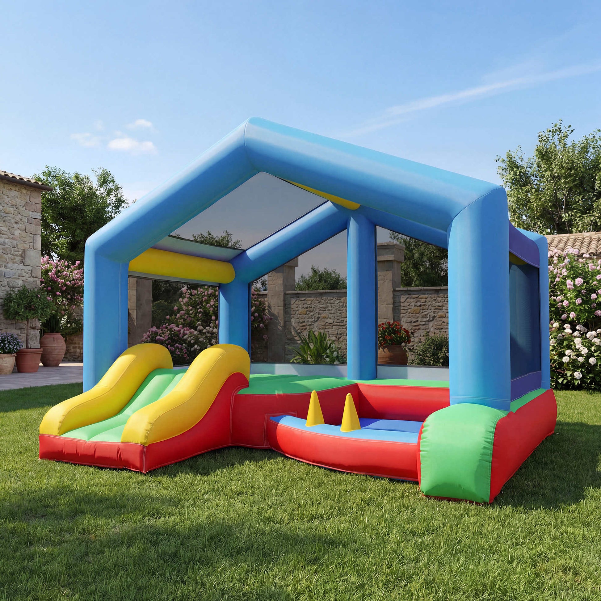 Aiyaplay Castillo Hinchable Para Niños Con Soplador Tobogán Cama Elástica_1