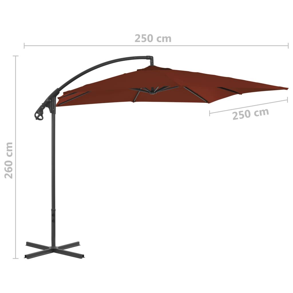 Vidaxl Sombrilla De Jardín Voladiza Palo De Acero Terracota 250x250 Cm_2