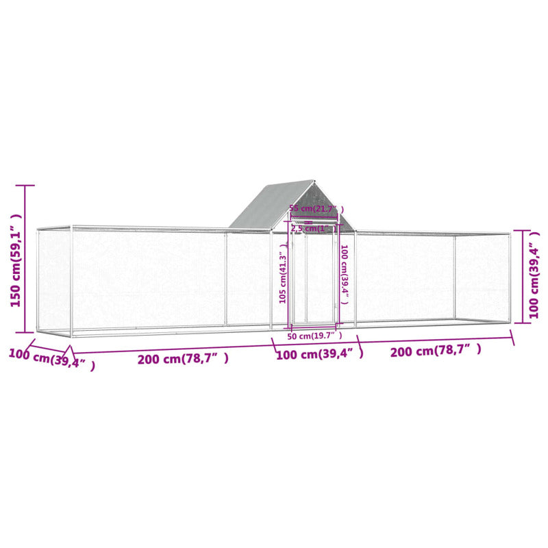 Vidaxl Gallinero Acero Galvanizado 5x1x1,5 M_5