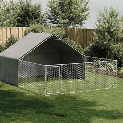 Caseta Perros Exterior Con Corral 5x3x1,9 M Acero Galvanizado_1