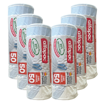 80% Reciclado 6 Rollos De 10 Bolsas De Basura De 50l Con Autocierre_0