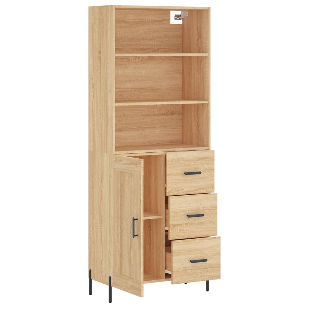 Aparador Alto Madera Contrachapada Color Roble 69,5x34x180 Cm_3