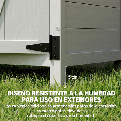 Outsunny Caseta De Jardín De Madera 75x40x90 Cm Con 4 Estantes 2 Puertas Gris_5