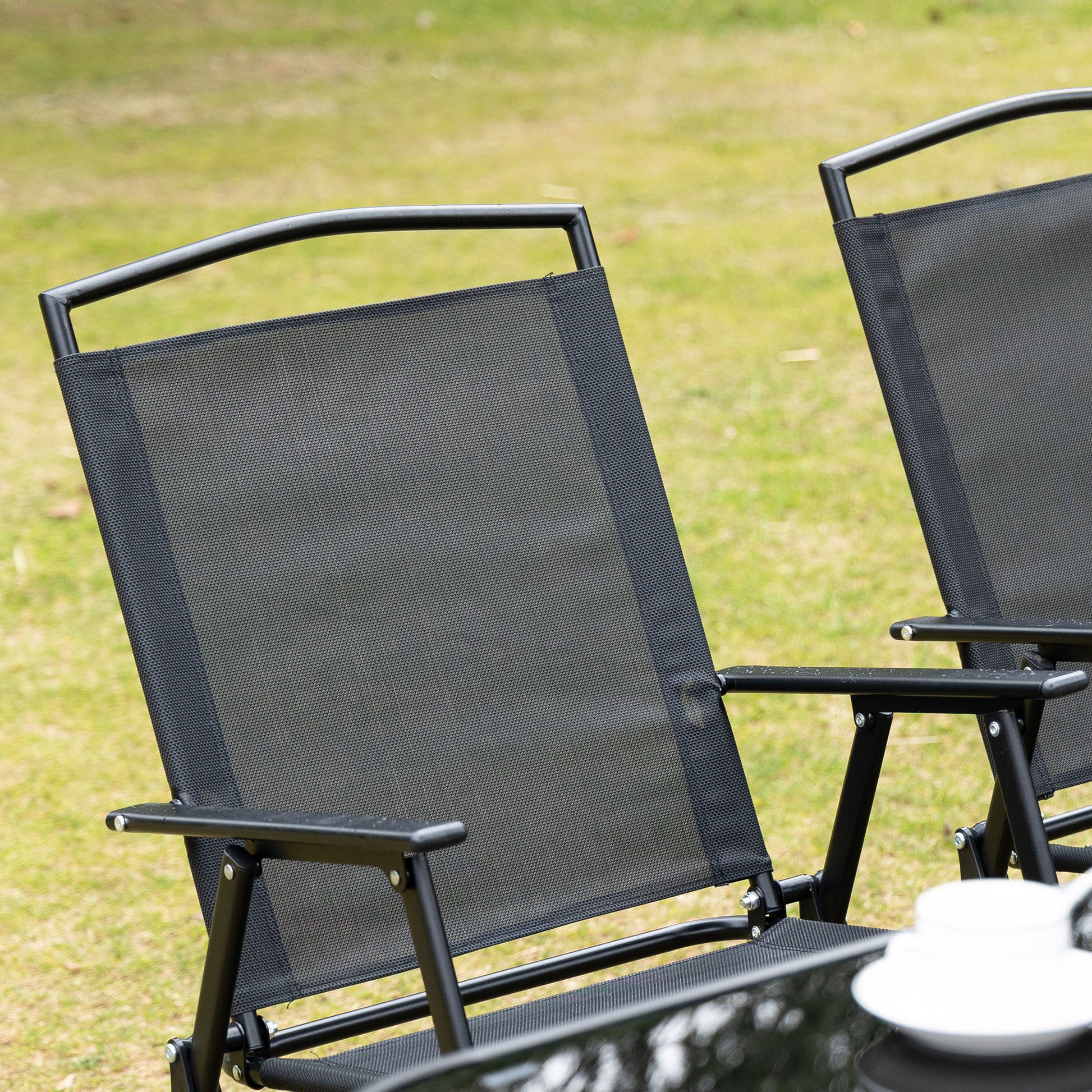 Outsunny Muebles Muebles De Jardín 6 Sillas Plegables Mesa Sombrilla Inclinable_3