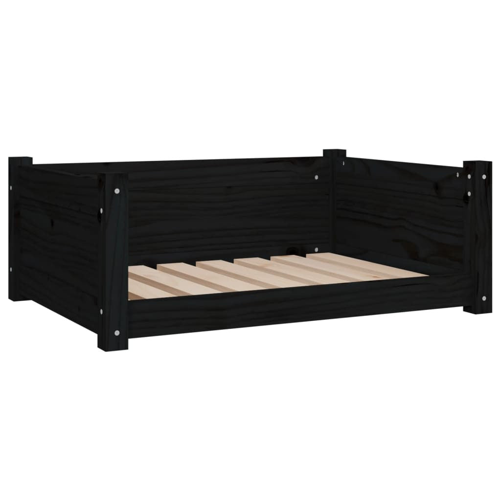 Vidaxl Cama Para Perros Madera Maciza De Pino Negro 75,5x55,5x28 Cm_0