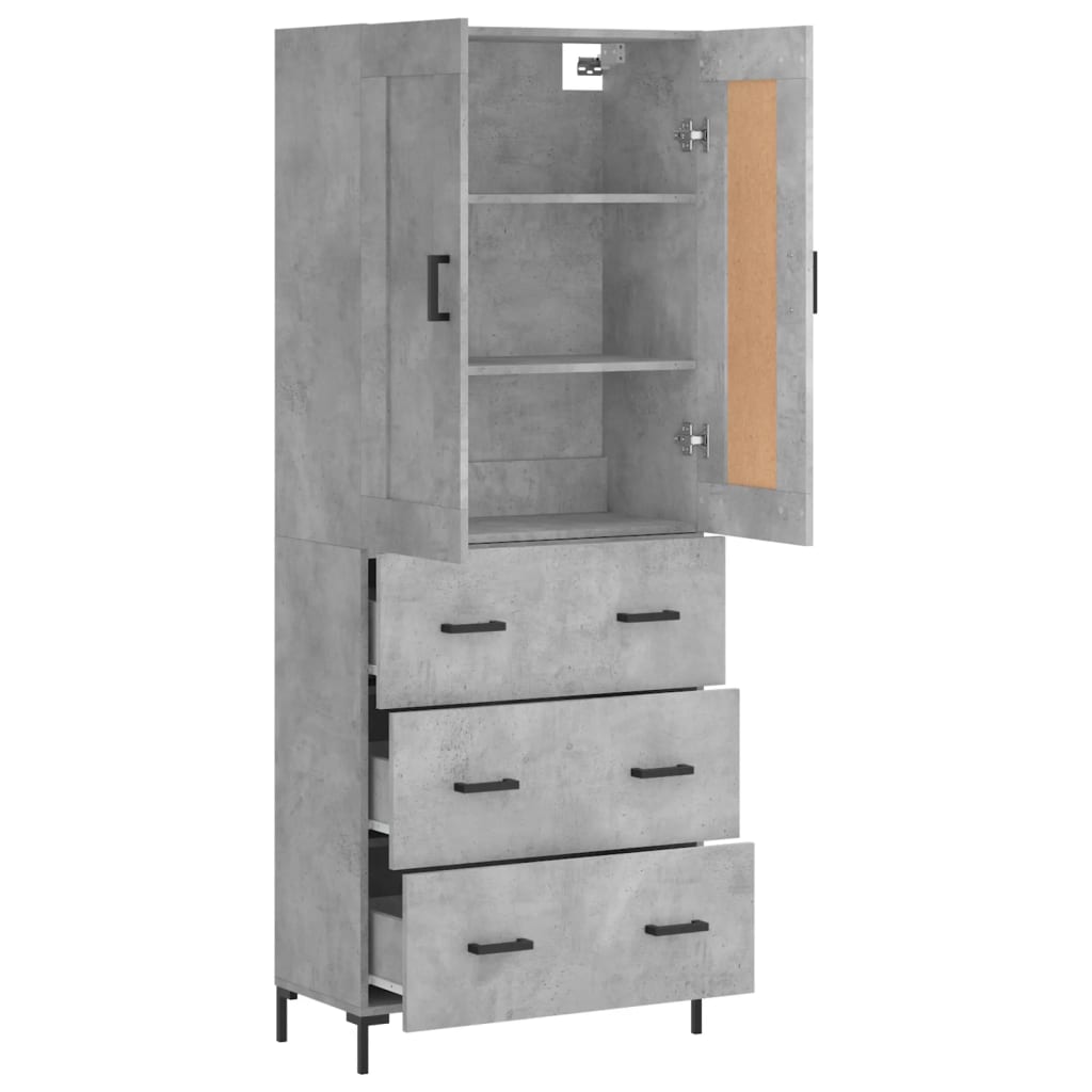 Aparador Alto Madera Contrachapada Gris Hormigón 69,5x34x180 Cm_3