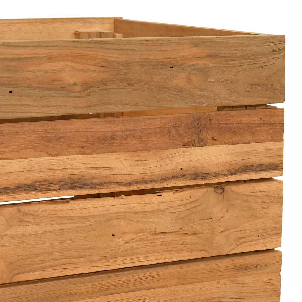 Arriate Elevado Madera De Teca Reciclada Y Acero 50x40x55 Cm_5