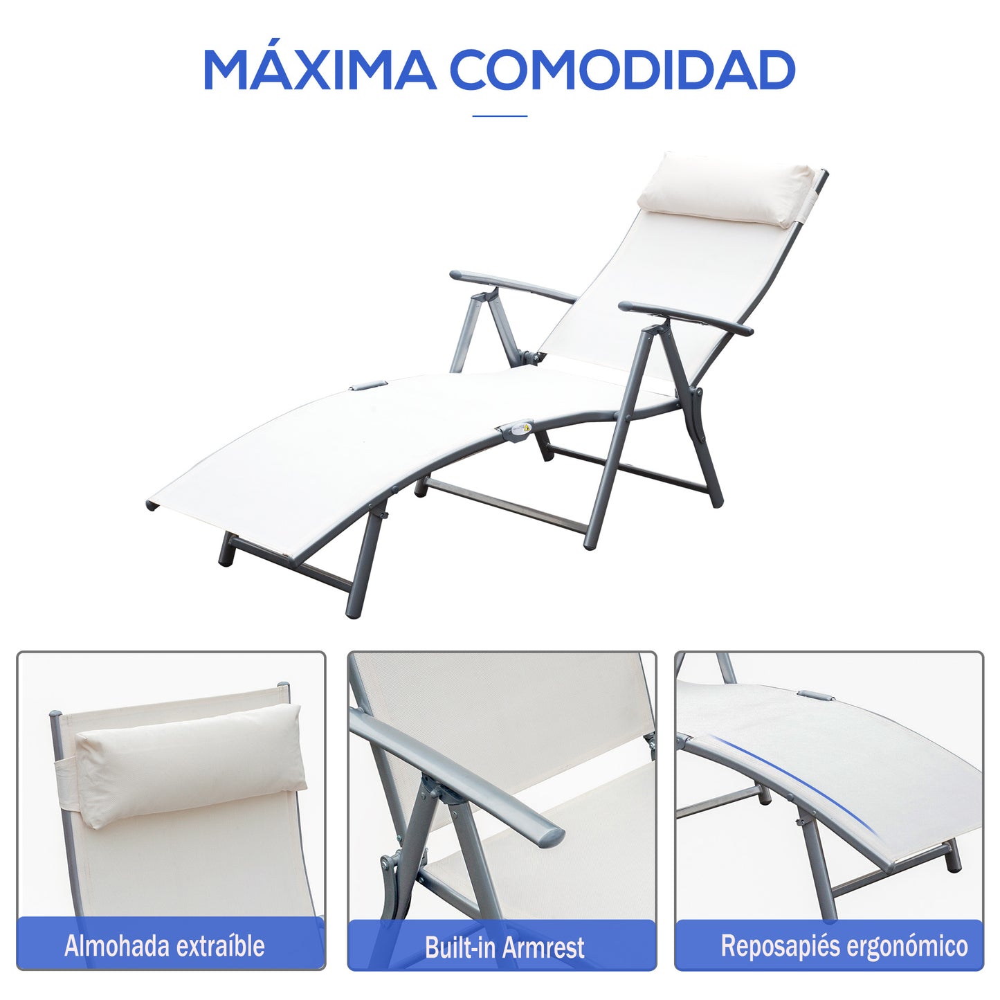 Outsunny Set De 2 Tumbonas Plegables Con Respaldo Ajustable 137x63,5x100,5 Cm_4