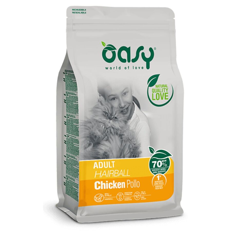 Pienso Oasy Para Gato Adulto Anti-hairball De Pollo 1.5 Kg_0
