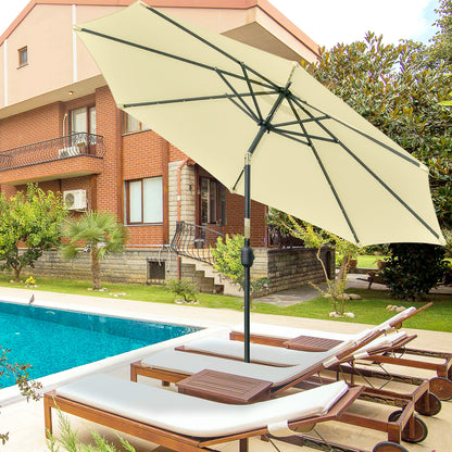 Sombrilla De Jardín Outsunny Acero, Poliéster Beige 265x265x233 Cm_1