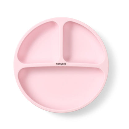 Plato De Silicona Con Compartimentos Y Ventosa Rosa_2
