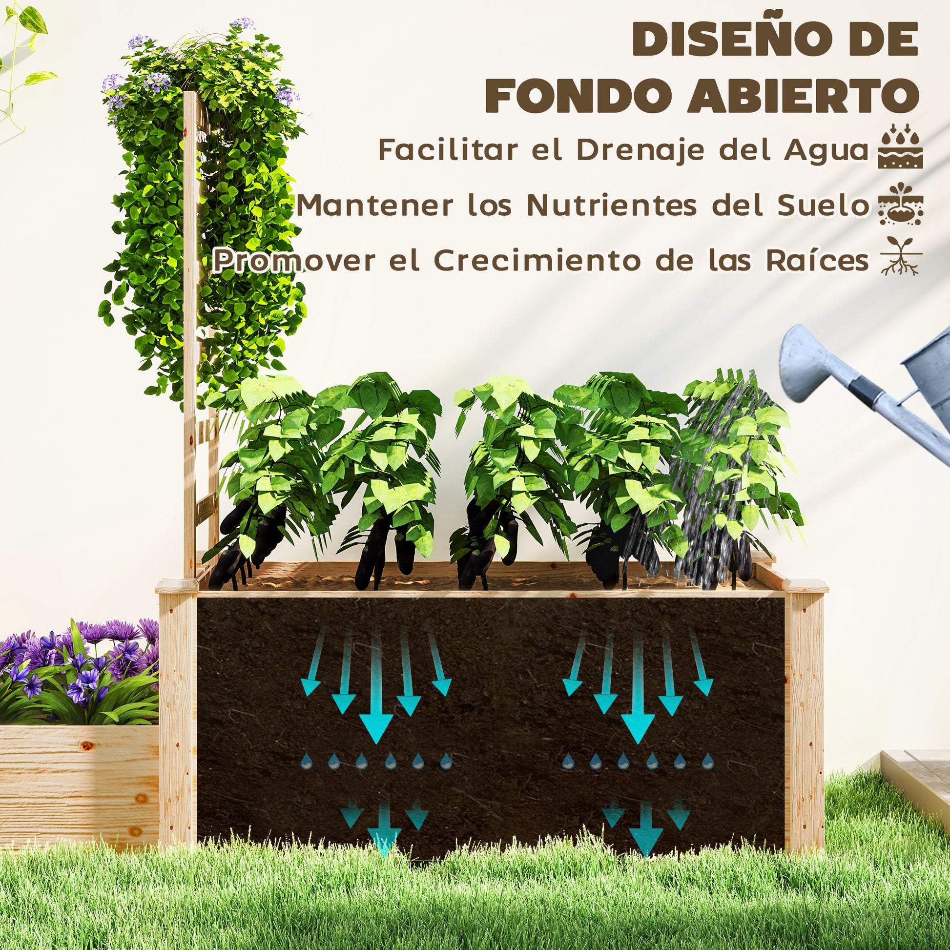 Outsunny Jardinera Exterior Grande De Madera_5