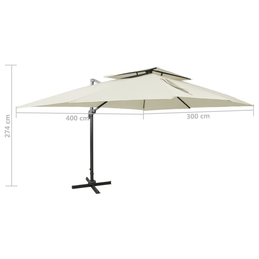 Vidaxl Sombrilla De Jardín Voladiza Con Doble Techo Arena 400x300 Cm_2