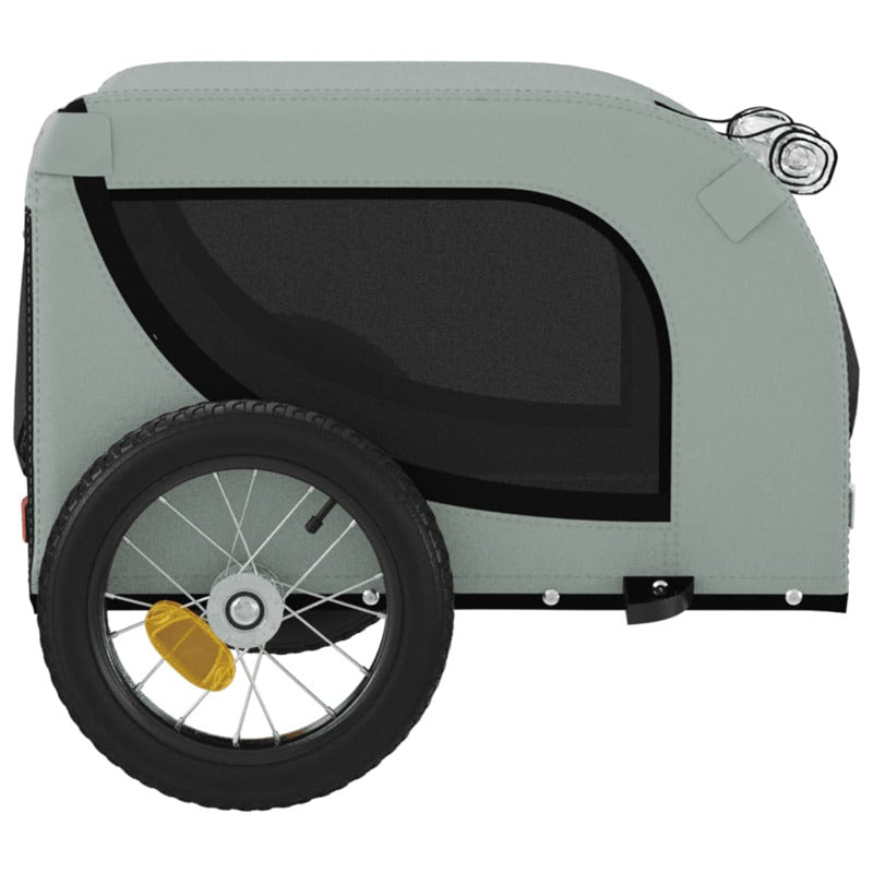 Vidaxl Remolque De Bicicleta Mascotas Hierro Tela Oxford Gris Negro_5