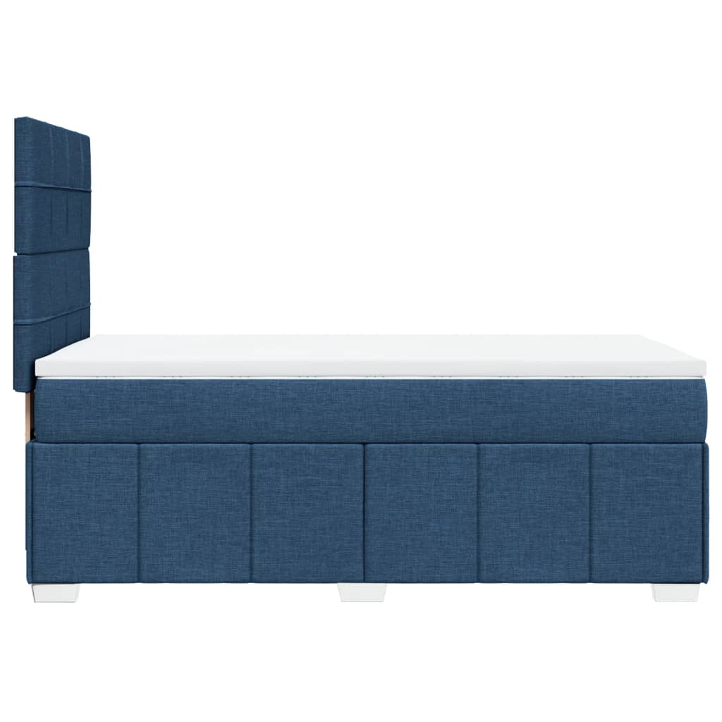 Cama Box Spring Con Colchón Tela Azul 100x200 Cm / Vetonek_3