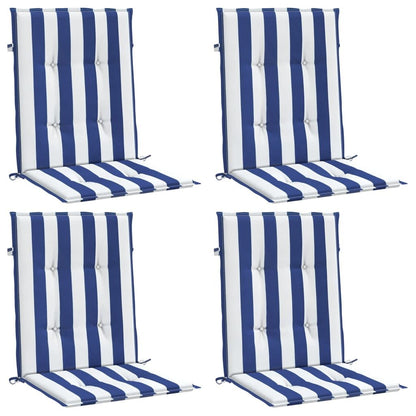 Vidaxl Cojines Silla De Respaldo Bajo 4 Uds Tela A Rayas Azul Y Blanco_0