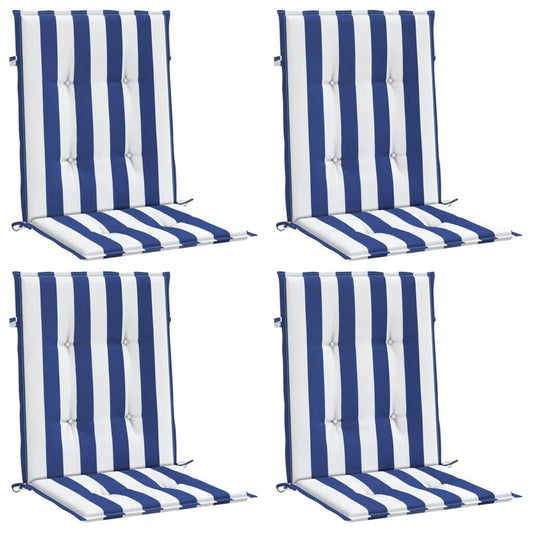 Vidaxl Cojines Silla De Respaldo Bajo 4 Uds Tela A Rayas Azul Y Blanco_0