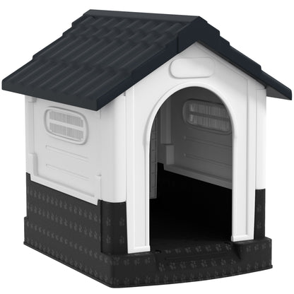 Pawhut Caseta Para Perros Mini Para Exterior Con 3 Ventanas 64,5x57x66 Cm Gris_0