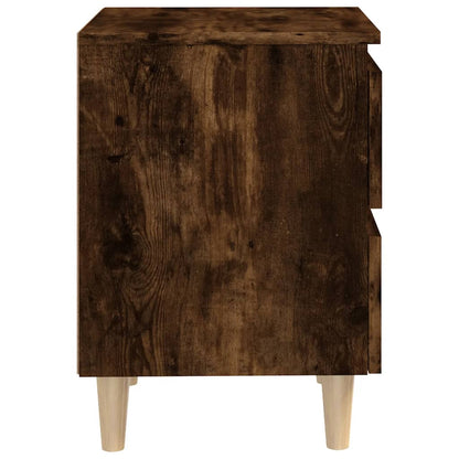 Mesita De Noche Patas Madera Maciza Roble Ahumado 40x35x50 Cm_4
