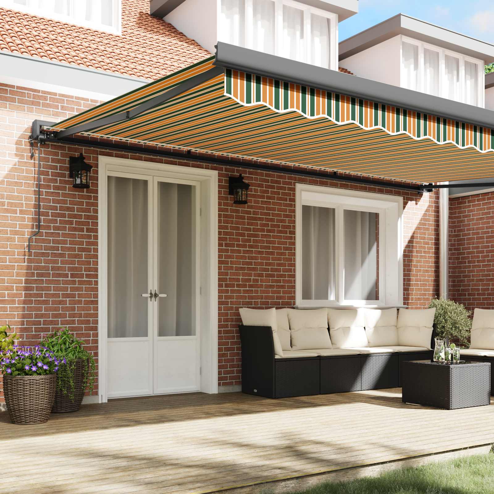 Toldo Retráctil Verde Y Amarillo 500 X 300 X 165 Cm_2