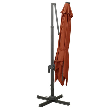 Vidaxl Sombrilla Jardín Voladiza Con Palo Y Luces Led Terracota 300 Cm_3