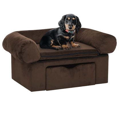 Vidaxl Sofá Para Perros Con Cajón Felpa Marrón 75x50x38 Cm_1
