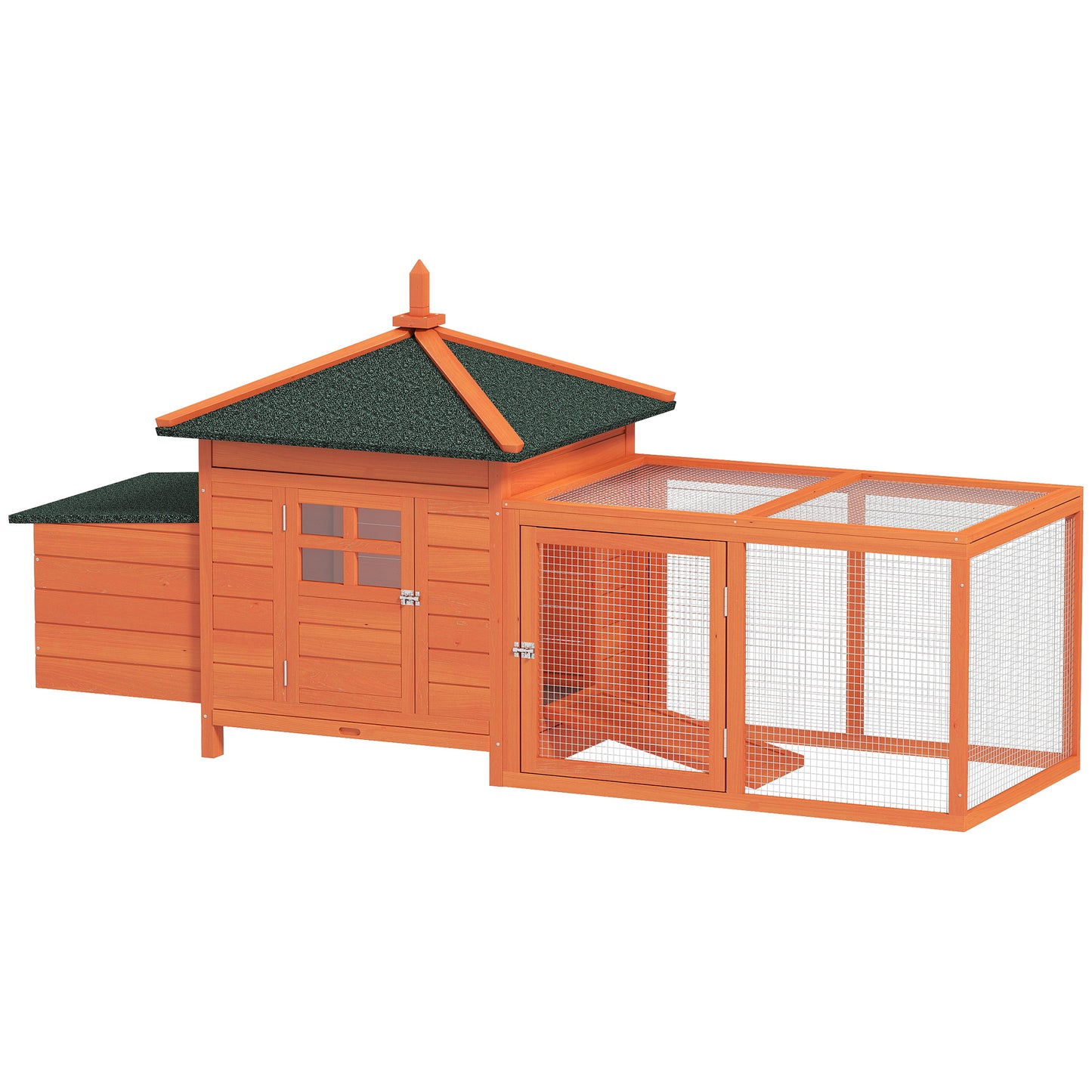 Pawhut Gallinero De Madera Exterior Con Nidos Corral 196x76x97 Cm Naranja_0
