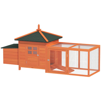 Pawhut Gallinero De Madera Exterior Con Nidos Corral 196x76x97 Cm Naranja_0