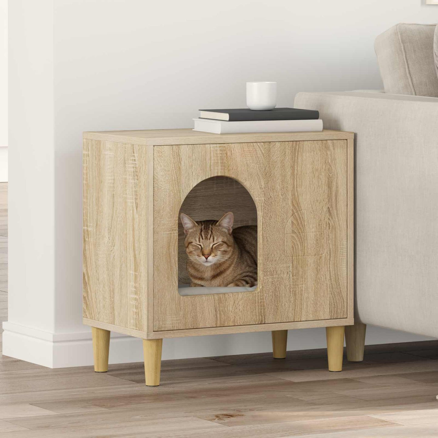 Casa Para Gatos Sonoma 51 X 30 X 52 Cm Madera De Ingeniería_1