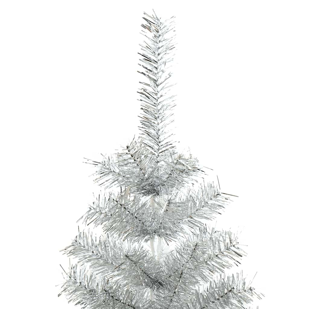 Vidaxl Árbol De Navidad Artificial Con Soporte Pet Plateado 150 Cm_3