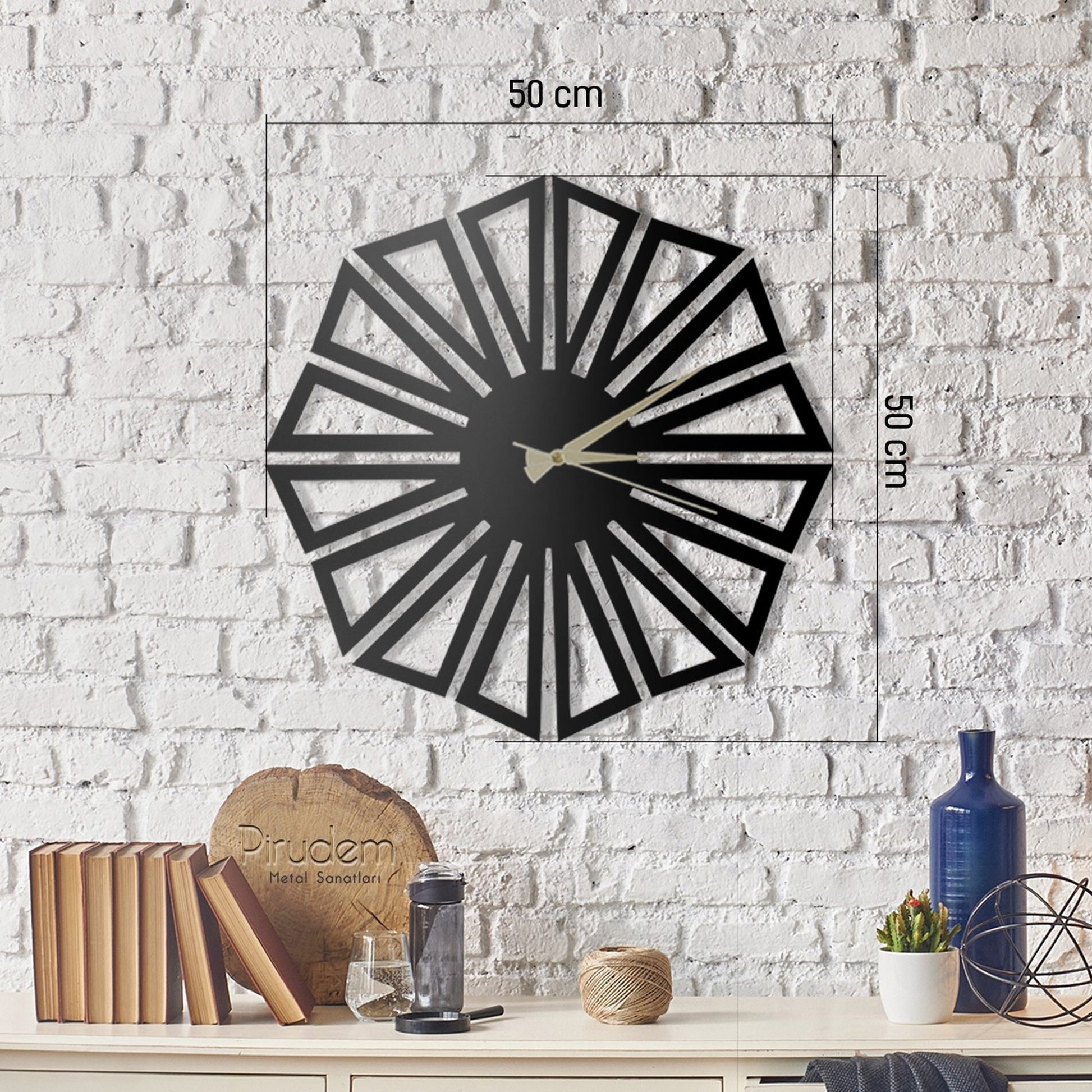 Reloj De Pared Metal Estilo Triángulos_2