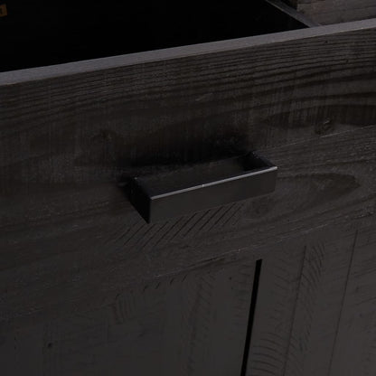 Zapatero De Madera Maciza De Pino Negro 75x40x110 Cm / Vetonek_5